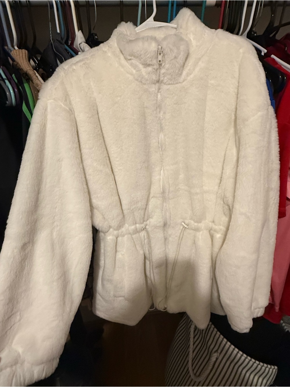 Women's Plush Zip-Front Jacket in Cream